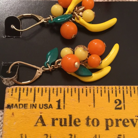 J. Crew Fruit Drop Earrings Banana Oranges Factory - Picture 4 of 8